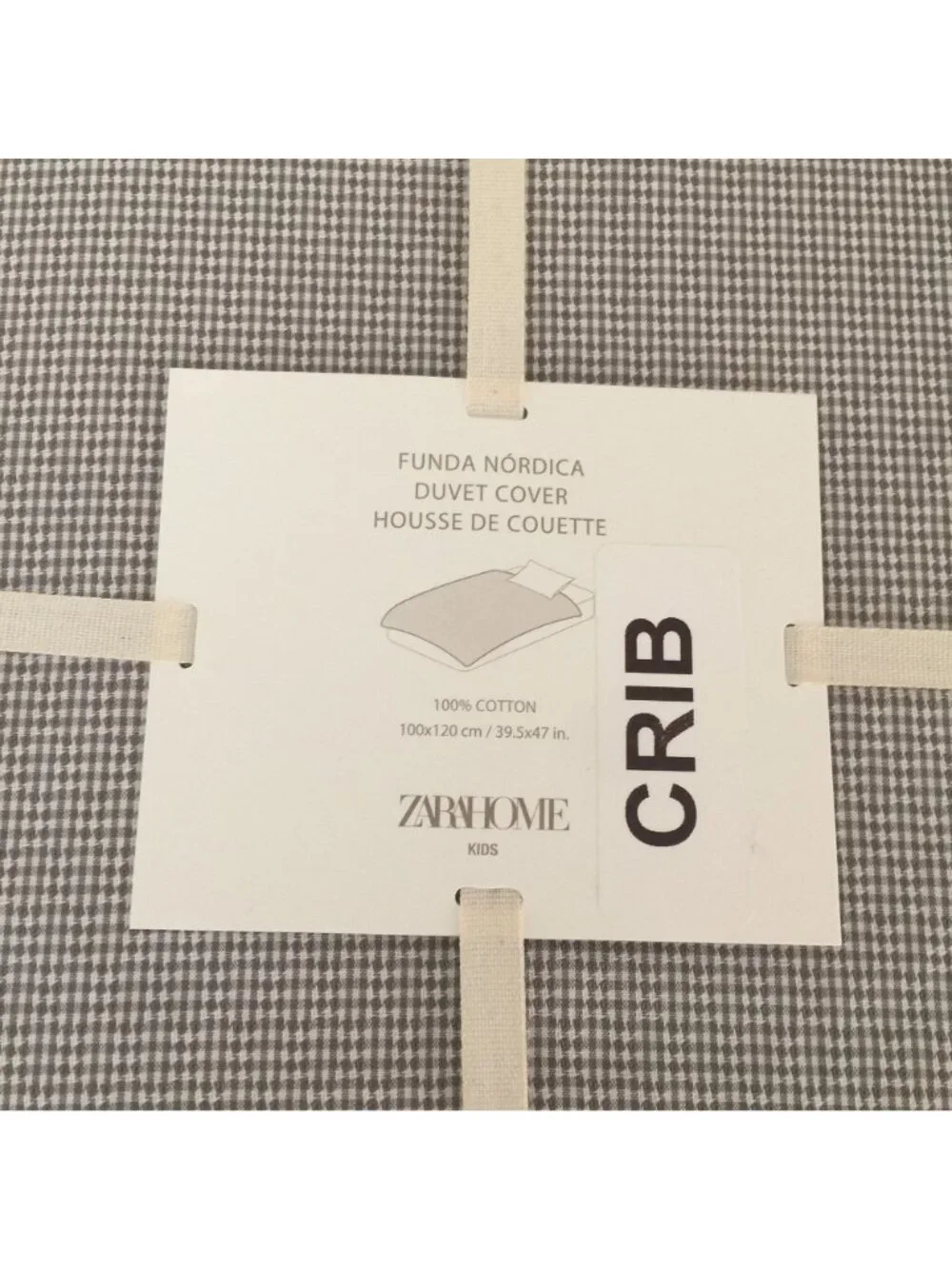 ZARAHOME Kids Crib Duvet Cover 100% Cotton Cream Gray